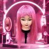 Pink wig head model adult hairstyle display, shooting model head model styling practice props and accessories Specification image